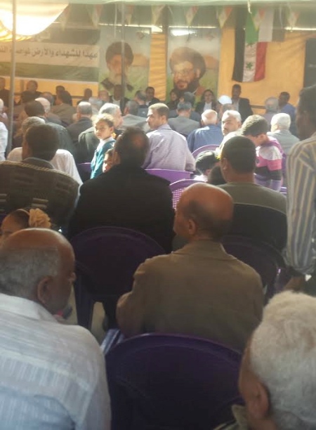 Jeramana residents attend a Yom al-Ard ceremony to honor teachers, sponsored by the Palestinian-Iranian Friendship Association.